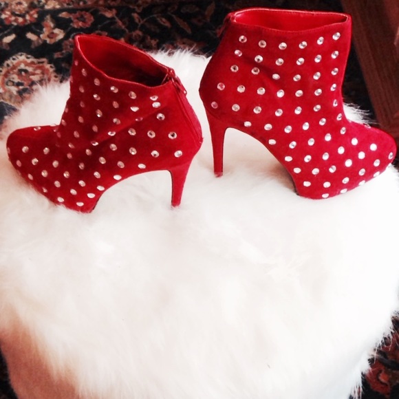 Never been worn suede glam crystal high heel boots - Picture 2 of 5